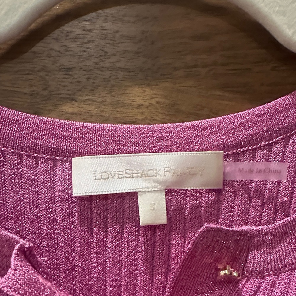 LoveShackFancy Pink Ribbed Cardigan - Picture 3 of 5